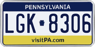 PA license plate LGK8306