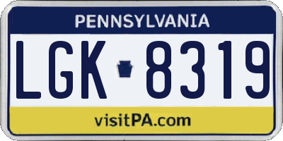 PA license plate LGK8319