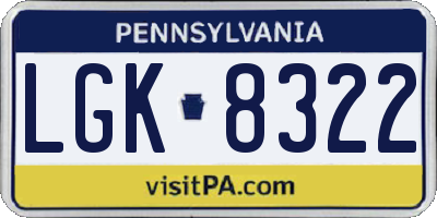PA license plate LGK8322