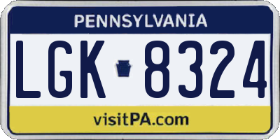 PA license plate LGK8324