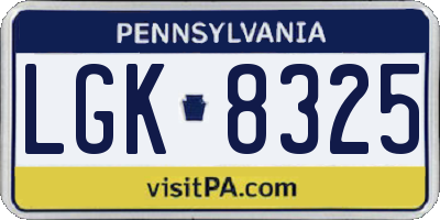 PA license plate LGK8325