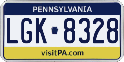 PA license plate LGK8328