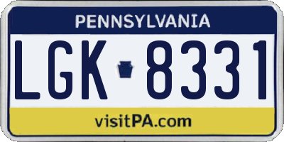 PA license plate LGK8331
