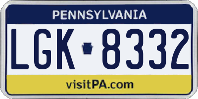 PA license plate LGK8332