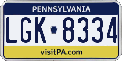 PA license plate LGK8334
