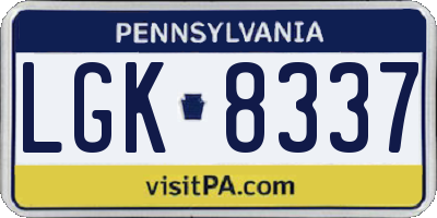 PA license plate LGK8337