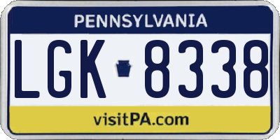 PA license plate LGK8338