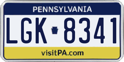 PA license plate LGK8341