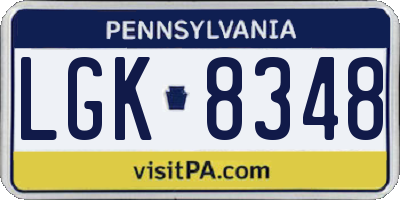PA license plate LGK8348