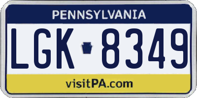 PA license plate LGK8349