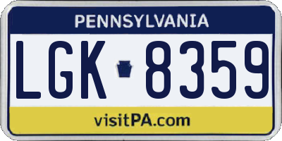 PA license plate LGK8359