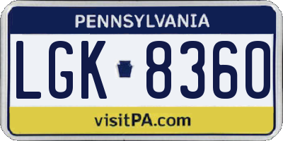 PA license plate LGK8360