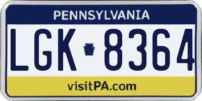 PA license plate LGK8364