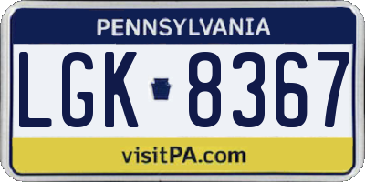 PA license plate LGK8367
