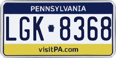 PA license plate LGK8368