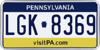 PA license plate LGK8369
