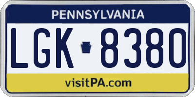 PA license plate LGK8380