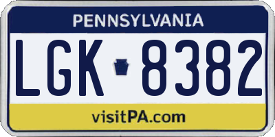 PA license plate LGK8382