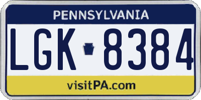 PA license plate LGK8384