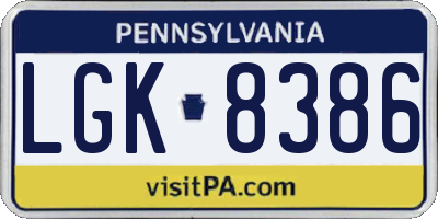 PA license plate LGK8386