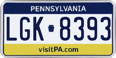 PA license plate LGK8393