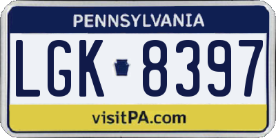 PA license plate LGK8397