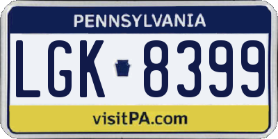 PA license plate LGK8399