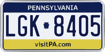 PA license plate LGK8405