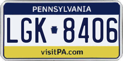 PA license plate LGK8406