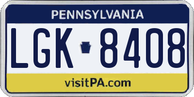 PA license plate LGK8408