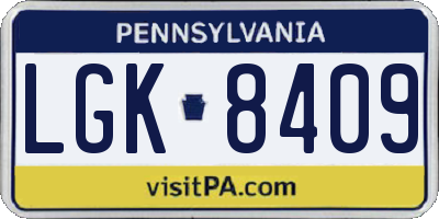 PA license plate LGK8409