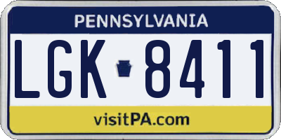 PA license plate LGK8411