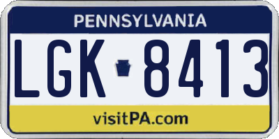 PA license plate LGK8413