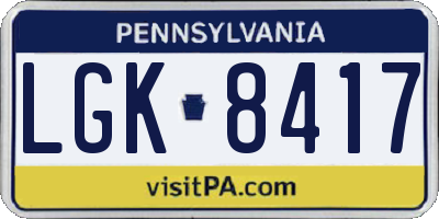PA license plate LGK8417