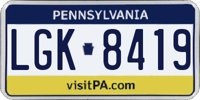 PA license plate LGK8419