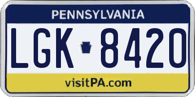 PA license plate LGK8420