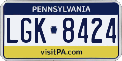 PA license plate LGK8424