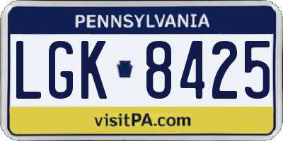 PA license plate LGK8425