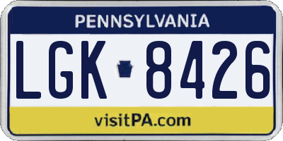 PA license plate LGK8426