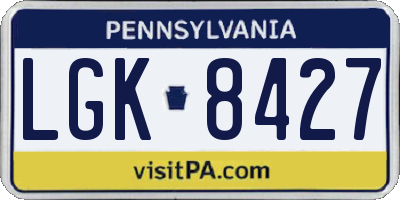 PA license plate LGK8427