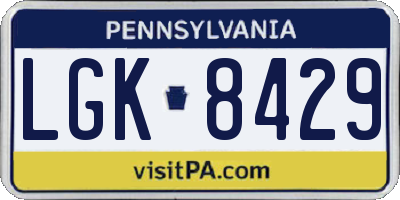 PA license plate LGK8429