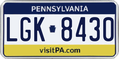 PA license plate LGK8430