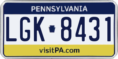 PA license plate LGK8431