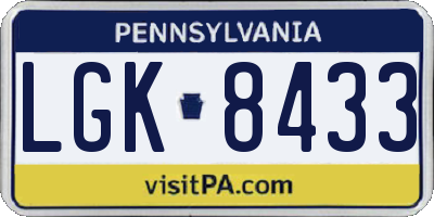 PA license plate LGK8433