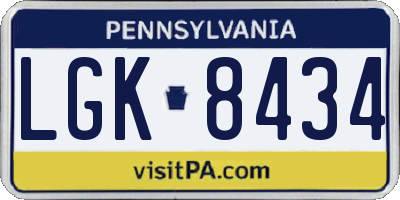PA license plate LGK8434
