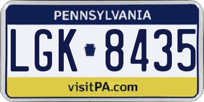 PA license plate LGK8435