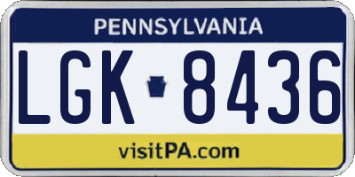 PA license plate LGK8436
