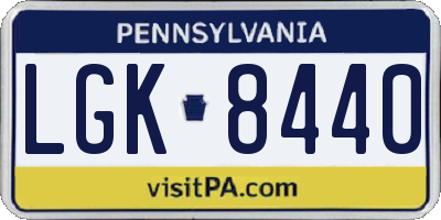 PA license plate LGK8440