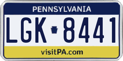 PA license plate LGK8441