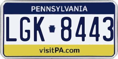 PA license plate LGK8443